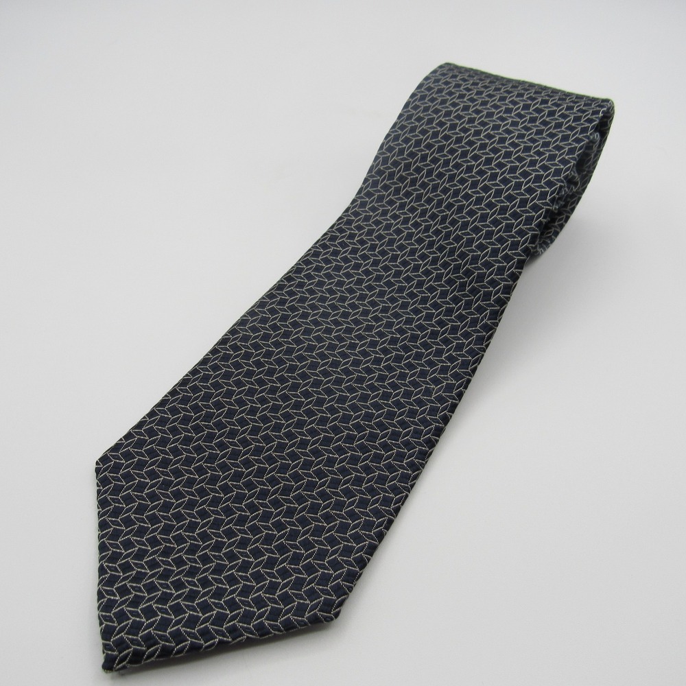 Bruno Piattelli Silk Tie Mens OS Navy Blue Excellent Geometric Diamond Pattern